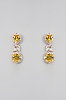 Gold Plated Yellow Cubic Zirconia Dangler Earrings