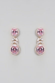 Gold Plated Pink Cubic Zirconia Dangler Earrings