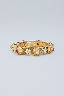 Gold Plated Kemp Stone & Pearl Kada