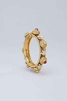 Gold Plated Kemp Stone & Pearl Kada