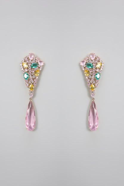 Gold Plated Cubic Zirconia Dangler Earrings