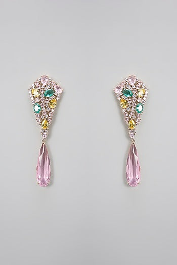 Gold Plated Cubic Zirconia Dangler Earrings