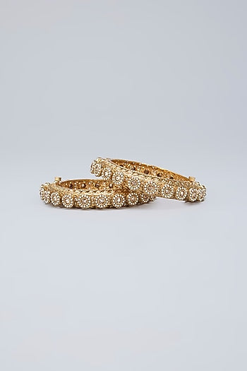 Gold Finish Pearl Kadas (Set Of 2)