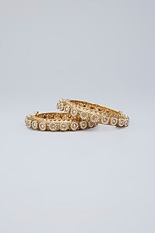 Gold Finish Pearl Kadas (Set Of 2)