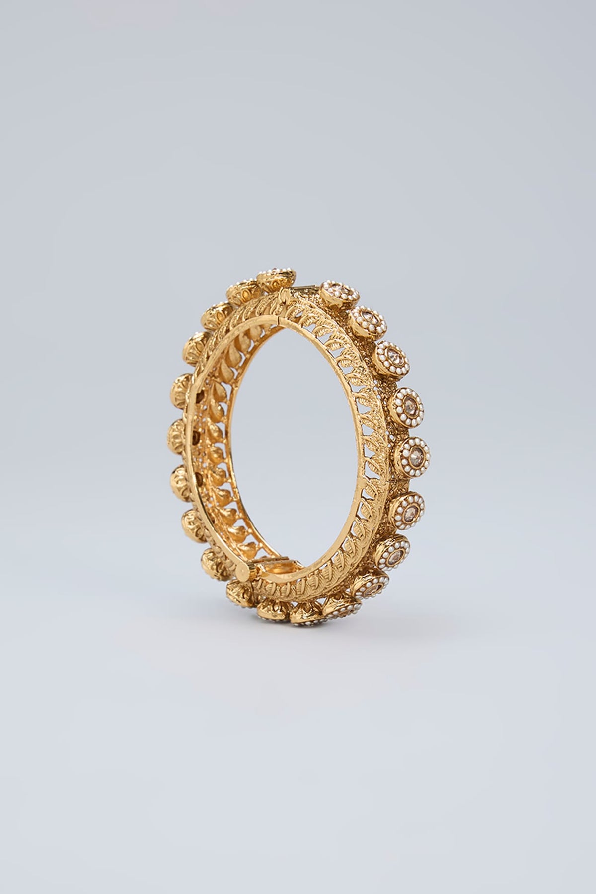 Gold Finish Pearl Kadas (Set Of 2)