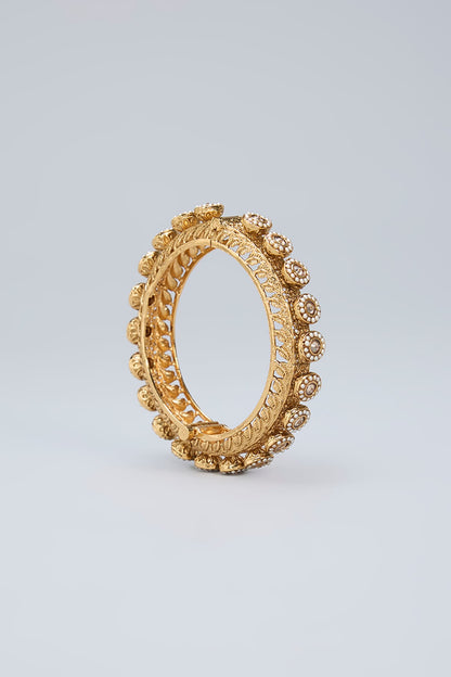 Gold Finish Pearl Kadas (Set Of 2)