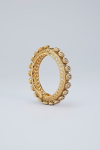 Gold Finish Pearl Kadas (Set Of 2)