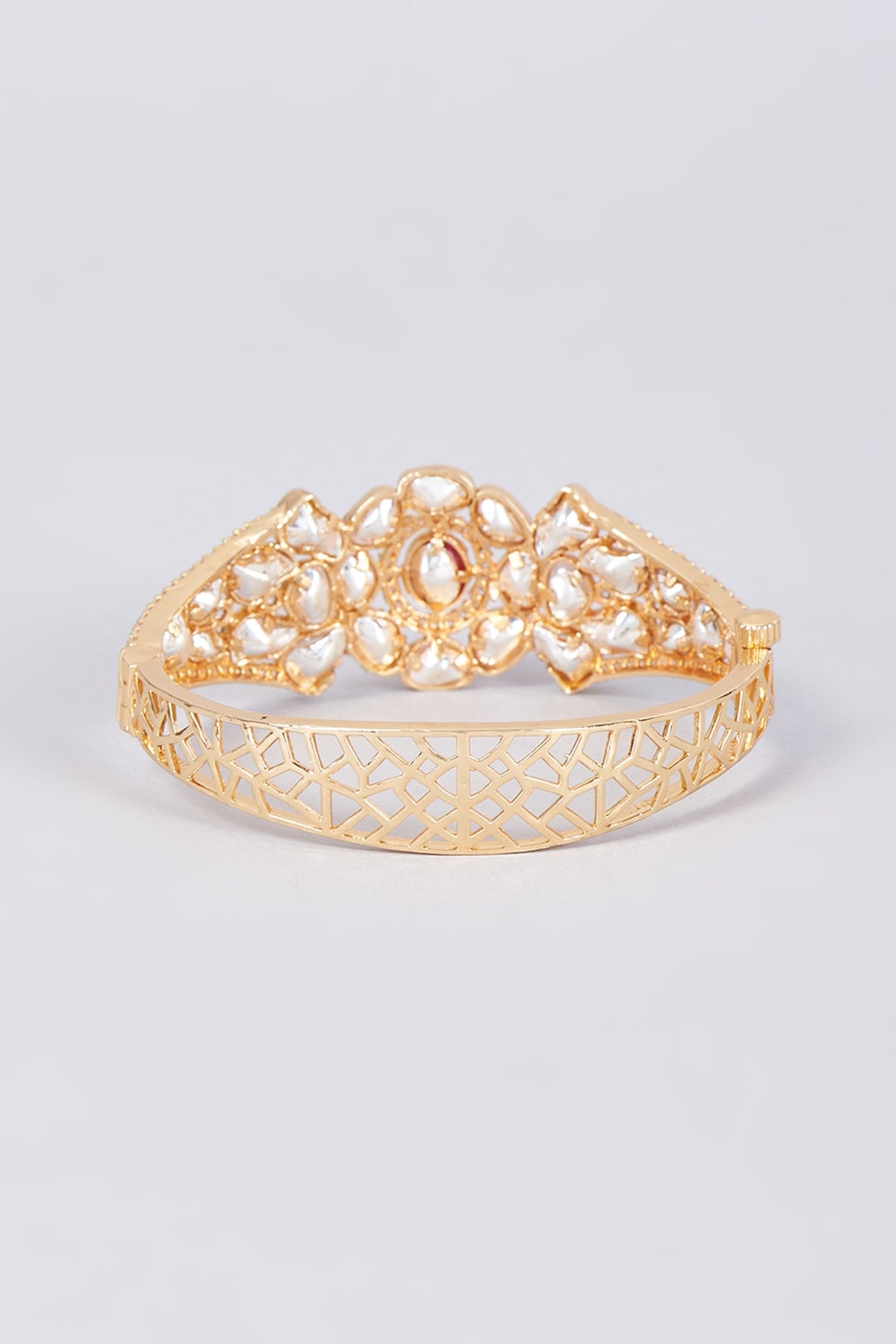 Gold Plated Kundan Polki & Ruby Stone Bangle