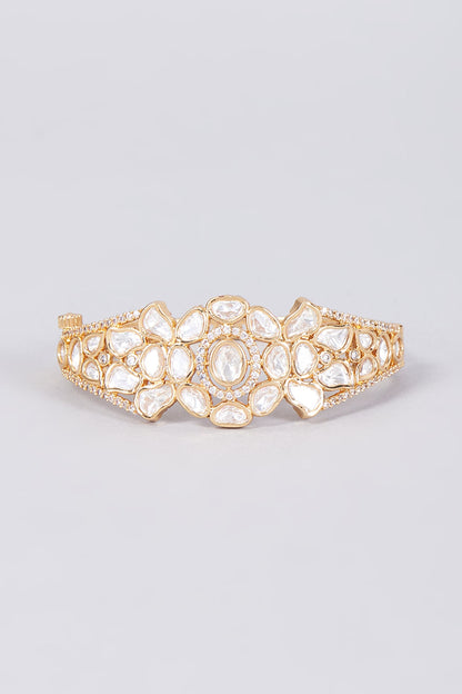 Gold Plated Kundan Polki Bangle