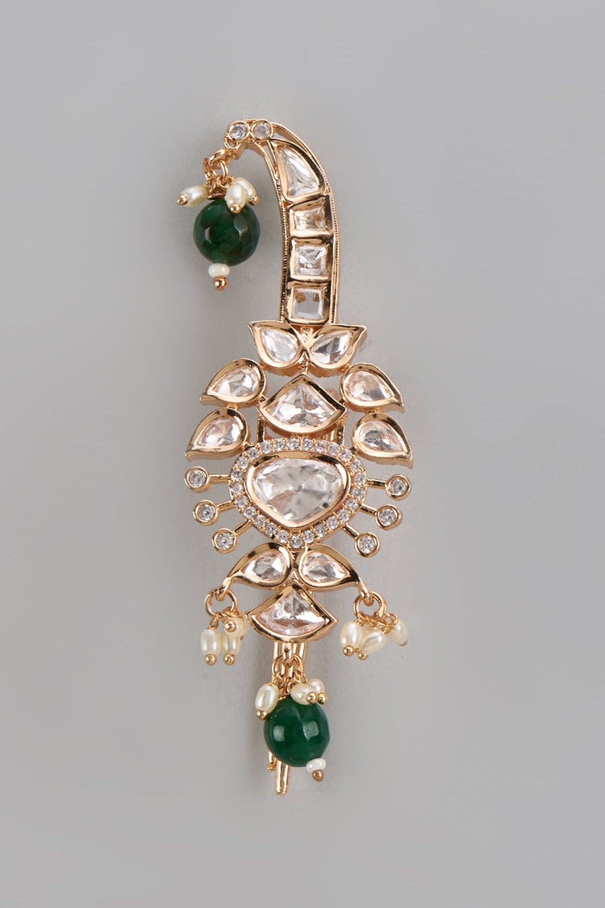 Gold Plated Kundan Polki & Emerald Beaded Kalangi