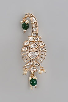 Gold Plated Kundan Polki & Emerald Beaded Kalangi