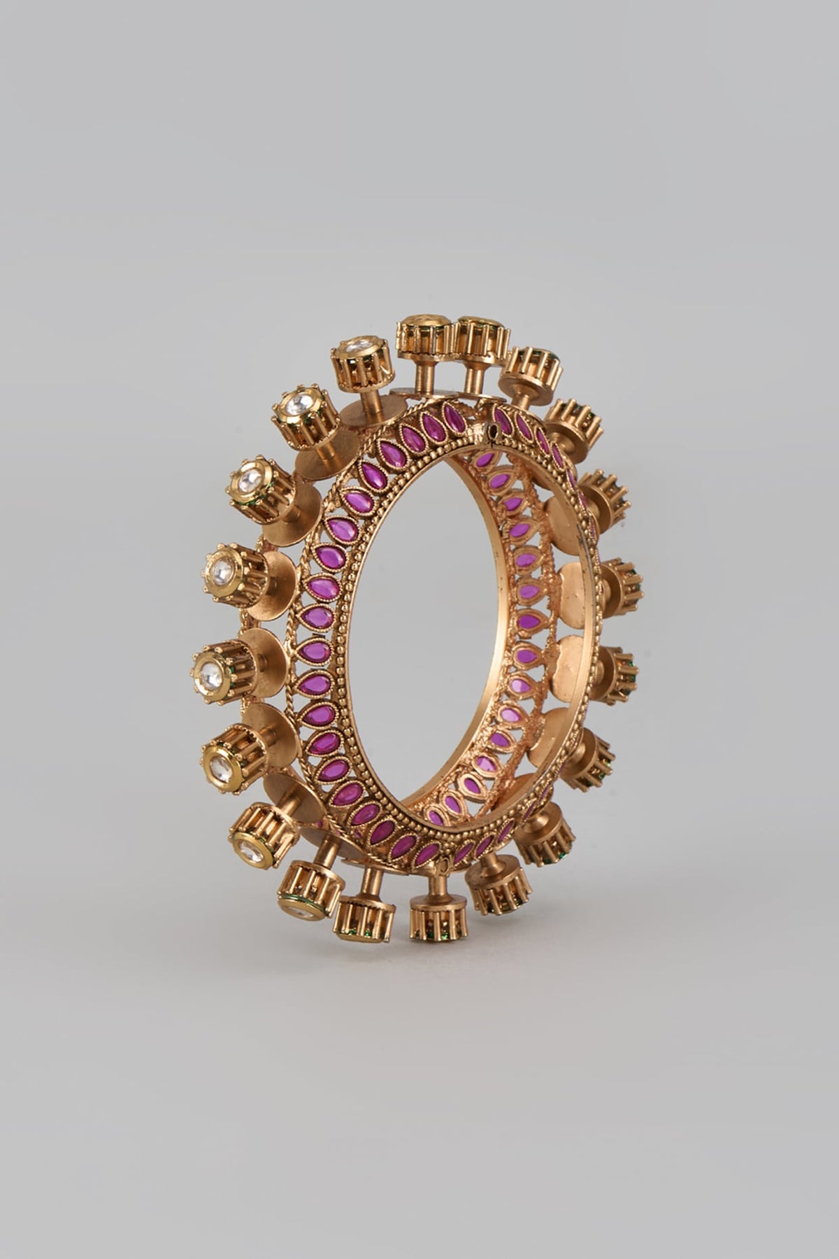 Gold Plated Kundan Polki & Ruby Stone Bracelet