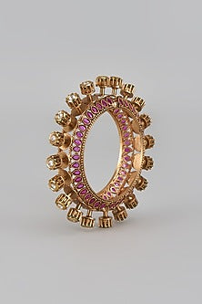 Gold Plated Kundan Polki & Ruby Stone Bracelet