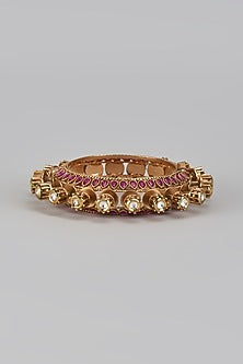 Gold Plated Kundan Polki & Ruby Stone Bracelet