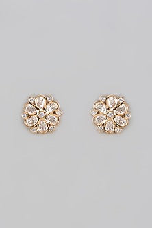 Gold Plated Kundan Polki Stud Earrings