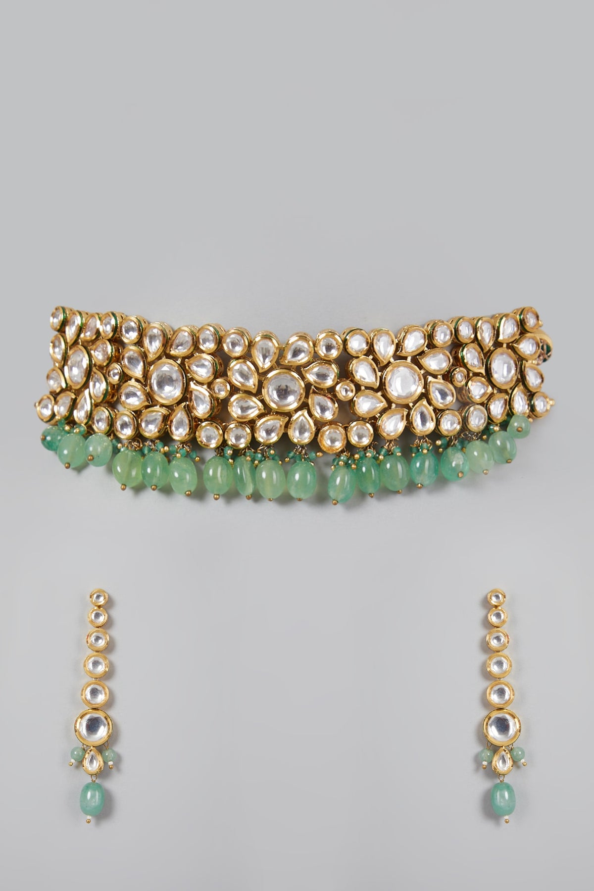 Gold Plated Kundan Polki Choker Necklace Set