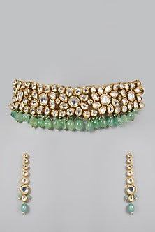 Gold Plated Kundan Polki Choker Necklace Set