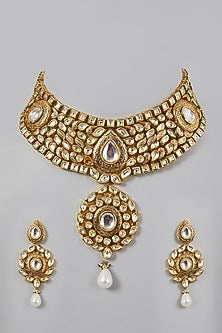 Gold Plated Kundan Polki Meenakari Necklace Set