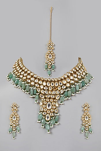 Gold Plated Kundan Polki Long Necklace Set