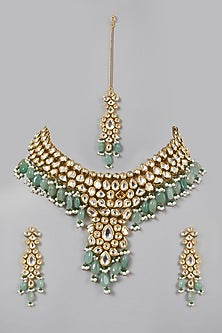Gold Plated Kundan Polki Long Necklace Set