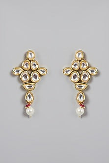 Gold Plated Pearl & Kundan Polki Necklace Set