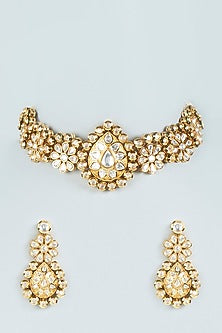 Gold Plated Kundan Polki Choker Necklace Set