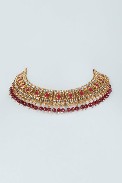 Gold Plated Ruby Stone Choker Necklace