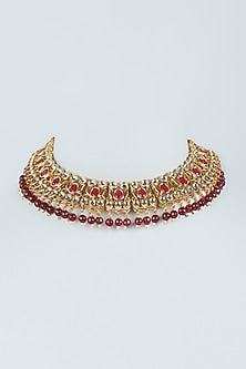 Gold Plated Ruby Stone Choker Necklace