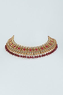 Gold Plated Ruby Stone Choker Necklace