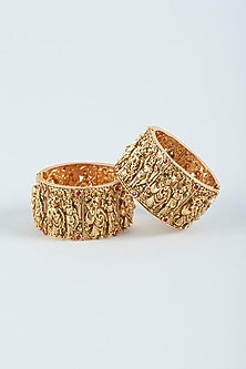Gold Finish Temple Bracelets (Set of 2)