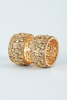 Gold Finish Temple Bracelets (Set of 2)