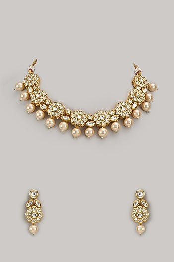 Gold Plated Kundan Polki Necklace Set
