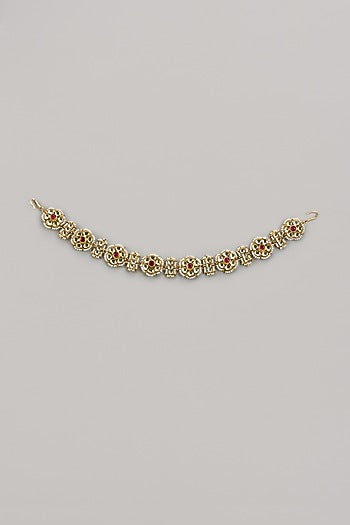 Gold Plated Kundan Polki & Ruby Mathapatti