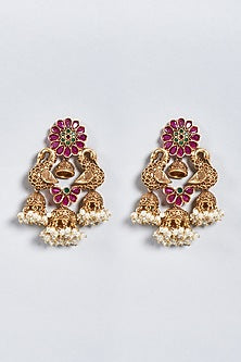 Gold Finish Kemp Stones Dangler Earrings