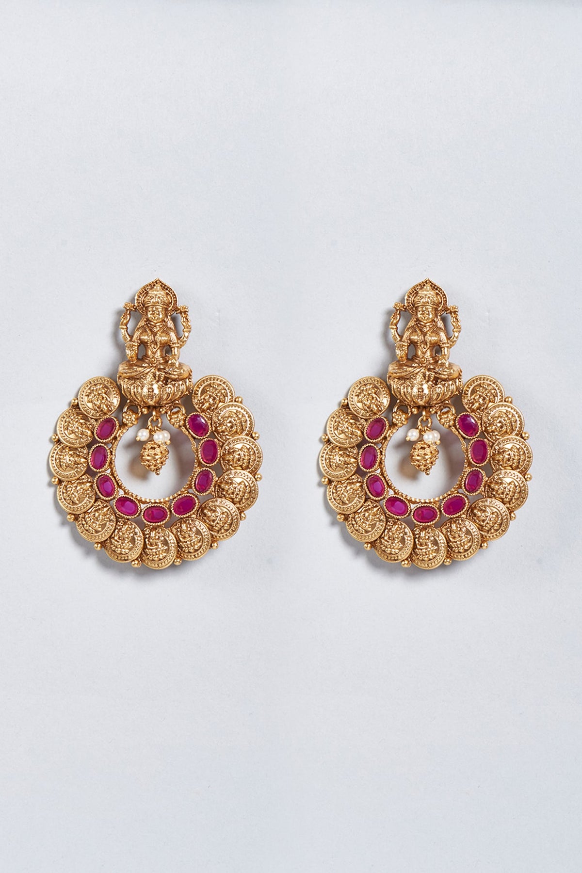 Gold Finish Laxmi Hoop Earrings