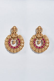 Gold Finish Laxmi Hoop Earrings