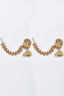 Gold Finish Peacock Jhumka Earrings