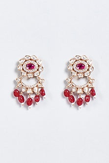 Rose Gold Finish Beaded Stud Earrings