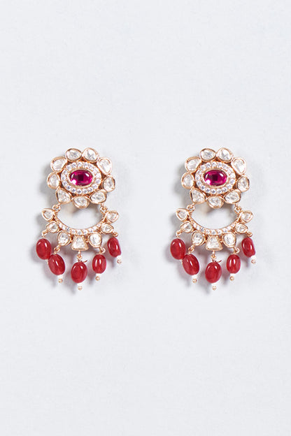 Rose Gold Finish Beaded Stud Earrings