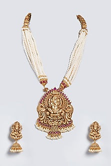 Gold Finish Ganesh Pendant Necklace Set