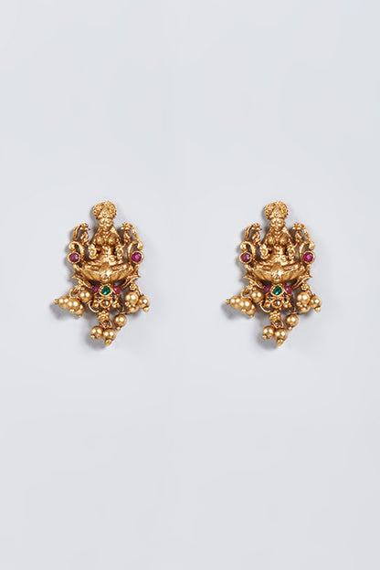 Gold Finish Lakshmi Pendant Necklace Set