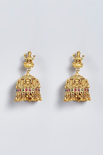 Dull Gold Finish Lakshmi Pendant Necklace Set