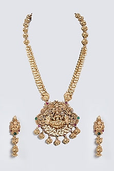 Gold Finish Lakshmi Long Necklace Set
