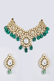 Gold Plated Necklace Set With Beads