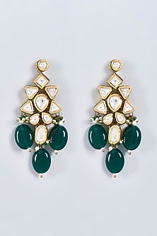 Gold Plated Necklace Set With Green Beads