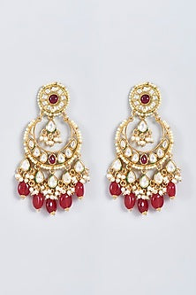 Gold Plated Necklace Set With Red Beads