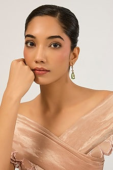 Gold Plated Green Cubic Zirconia Dangler Earrings