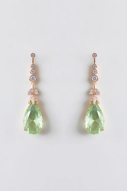 Gold Plated Green Cubic Zirconia Dangler Earrings
