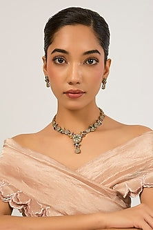 Two-Tone Finish Kundan Polki & Multi-Colored Stone Necklace Set