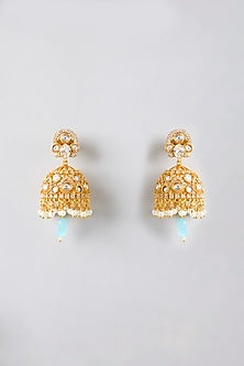Gold Plated Kundan Polki & Blue Stone Choker Necklace Set